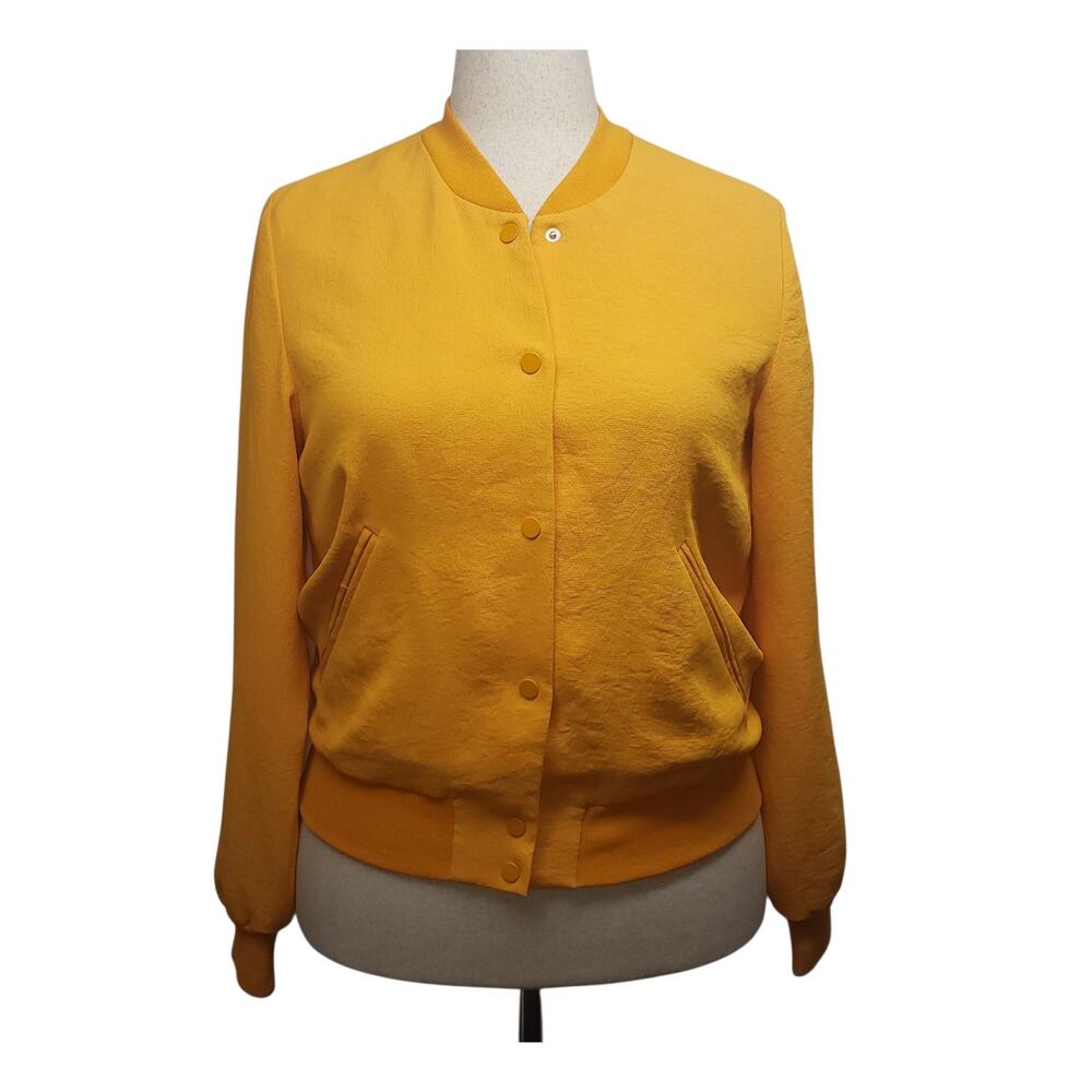 Wilfred Goldenrod Yellow Bomber Jacket L Minimalist Preppy Utility Snap Layering